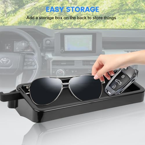 Image of Car Phone Holder Compatible with Toyota Tacoma 2024 2025 Accessories 8-Inch Screen Fixed Clip, Cell Phone Mount with Dash Organizer Center Console Tray Hands-Free 360 Rotation
