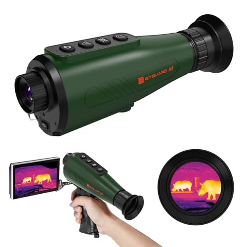 Monocular térmica, 384 x 288 (AI Super Resolution) H3 térmica Mono Ocular for Hunting, (800 × 600), Micro-OLED Display, IP66 Thermal Night Vision with Wi-Fi Hotspot/STA/Mic, 12 Horas BB attery Powers