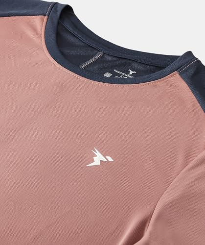 Image of TECHNOSPORT Men's Slim Fit Color Block T-Shirt, Technocool Quick Dry Anti-Microbial Short Sleeve Sports Tee for Gym, Running, Training & Everyday Wear