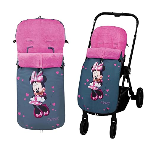 Saco Silla Paseo Universal,Sacos Carrito Bebe,Desmontable con Cremallera,Cabezal Ajustable,Impermeable y Transpirable,fácil de Limpiar,Unisex(Minnie Mouse Rosa)