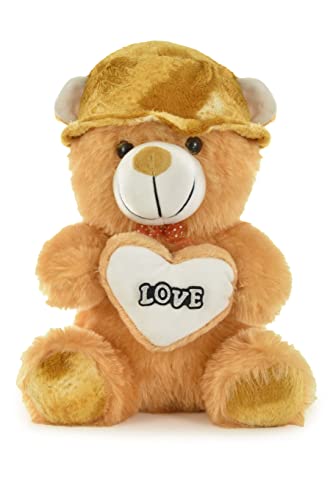 Image of GOLDENHUB Teddy Bear, Sweet Expression, and Huggable Size, Ideal Gift for Any Occasion, Perfect Companion for Children 30 CM Sitting with Cap Butter with Heart