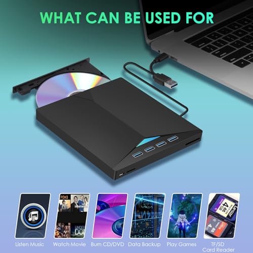Lecteur DVD externe USB pour ordinateur sans lecteur optique interne