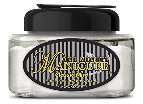 One Minute Manicure – Moisturizing Salt Scrub – 13 oz – Professionally Formulated To Exfoliate, Recondition & Moisturize Skin – Enhanced With Botanical Oils & Natural Sea Salts (Classic Mint)