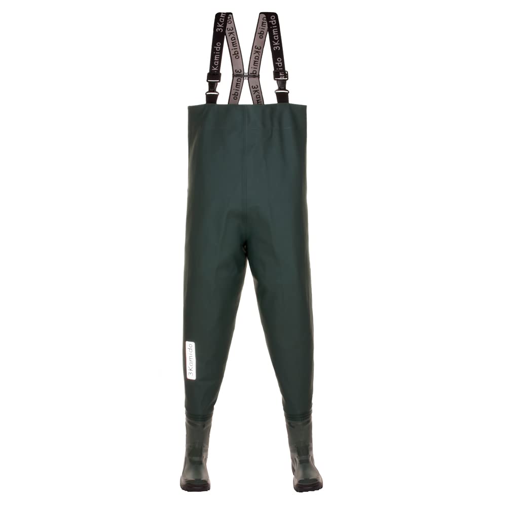 Jeunesse Cuissardes de pêche, Jeunes Waders Junior, Noir et Vert, 36, 37, 38, 39 EU, Bretelles durables, Bottes de pêche, Poitrine échassiers, Semelle Solide, Sac pour Transport