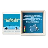 Milaboo® Handgefertigte Geschenkbox mit Kleeblatt-Anhänger – Glücksbringer mit Botschaft (Gute Fahrt - Opalite)