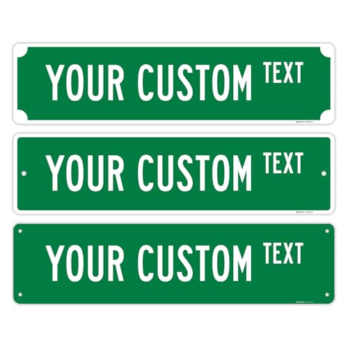 Custom Street Sign, Personalized Street Sign, Customizable Novelty Road Green Background Sign, 24x6 Inches, ACM, Made in USA by Sigo Signs
