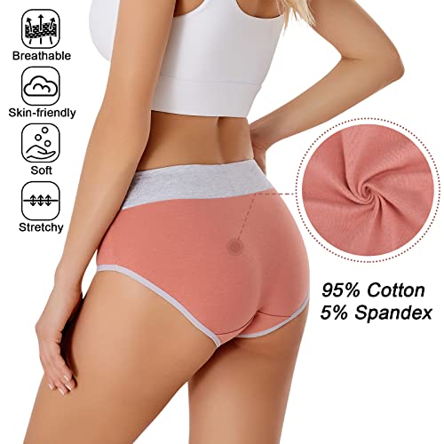 Women's Underwear High Waisted Cotton Briefs Stretch Panties Soft Full Coverage Underpants 5 Pack3
