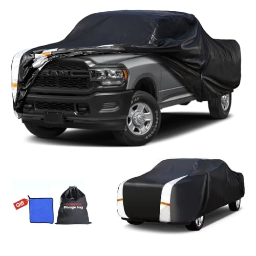 Image of Dodge Ram 2500 /3500 Truck Cover Custom Fit 2002-2026 Crew /Quad Cab Long Bed(8.1') with Door Zipper, 10 Layers Outdoor Heavy Pickup Truck Cover Waterproof All Weather, Wind Dust Sun Protector.