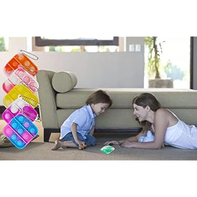 30 Pcs Tie Dye Squeeze Pop Bubble Simple Fidget Sensory Toys, Keychain Wrap Small Pop Bulk Classroom Prizes Relieve Anxiety Stress Toy for Kids Adult