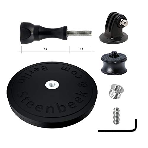 Magnet Kamerahalterung Kamerastativ Magnetfuß gummiert mit 1/4" Fotogewinde kompatibler GoPro-Halterung für Actionkamera Actioncam wie GoPro Insta360 DJI Osmo Action Magnet STEENBEEK (ACH Set 3, 88) – Bild 4