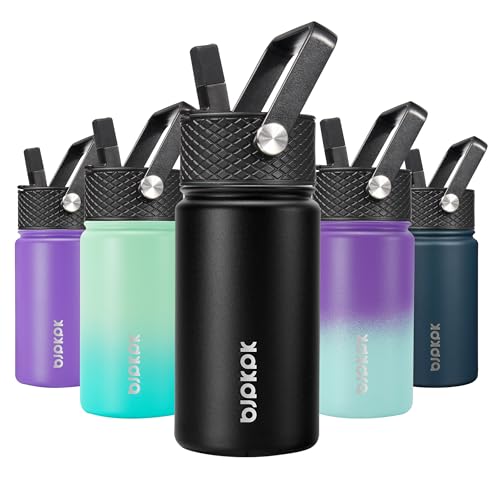 Image of BJPKPK Insulated Water Bottle, 15oz Stainless Steel with Straw Lid