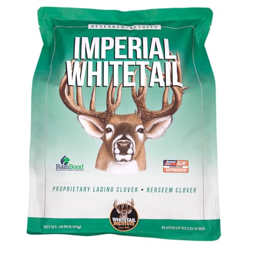 Image of Whitetail Institute Imperial Clover Deer Food Plot Seed for Spring or Fall Planting, Promotes Antler Growth and Attracts Deer, Heat, Cold and Drought Tolerant, 18 lbs (2.25 Acres)