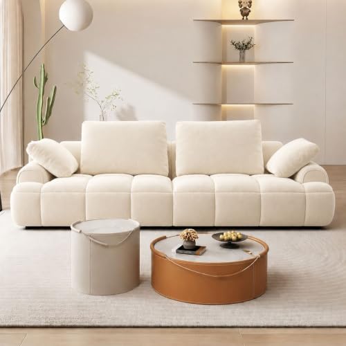 Image of LEGACY OF COMFORT Irmak 85.83'' Upholstered 3 Seater Sofa Three Seater Sofa for Living Room Hotels & Offices (Ivory)