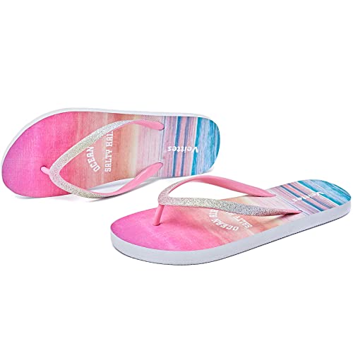 Veittes Kid's Girl Flip Flops, Little/Big Girls Slip On Beach Thong Sandals with Mermaid Pineapple Pattern for Younger Older Children.2