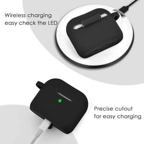 Image of Apple AirPods 4 Case, Cute Apple AirPods 4 Case Cover for Women Girls, Silicone Protective Case with Bracelet Keychain (Black, AirPods 4 Case)