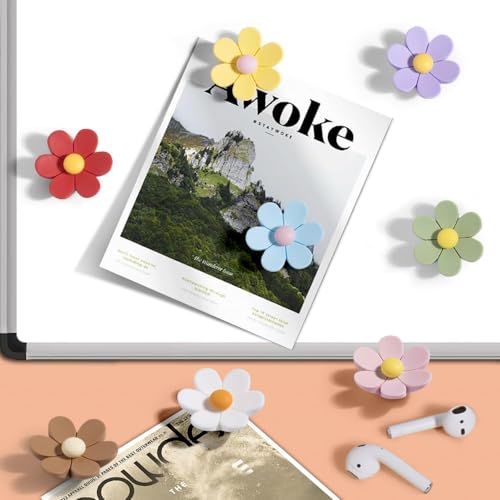 Image of K.K. VillA Beautiful 3D Flower Fridge Magnets for Home & Office | Strong Decorative Magnets for Refrigerator, Locker, Whiteboard & Kitchen Use | Multicolour Floral Design (Pack of 5, Large)