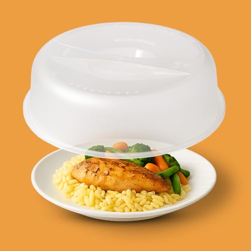 Microwave Cover for Food 27 cm (10) Vented Plate Lid BPA Free Microwave Lid Dishwasher Safe Splatter Guard Fits Most Plates & Bowls (Standard dome style)