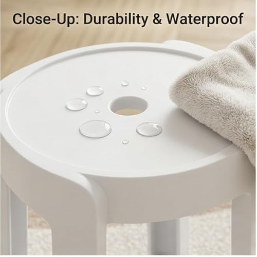 Image of The Artment White Tivo Set of 3 Plastic Stool Modern Stackable Multipurpose with Anti-Slip Base | Lightweight Waterproof PP Stool for Bathroom, Kitchen, Balcony & Living Room | Use for Home & Office