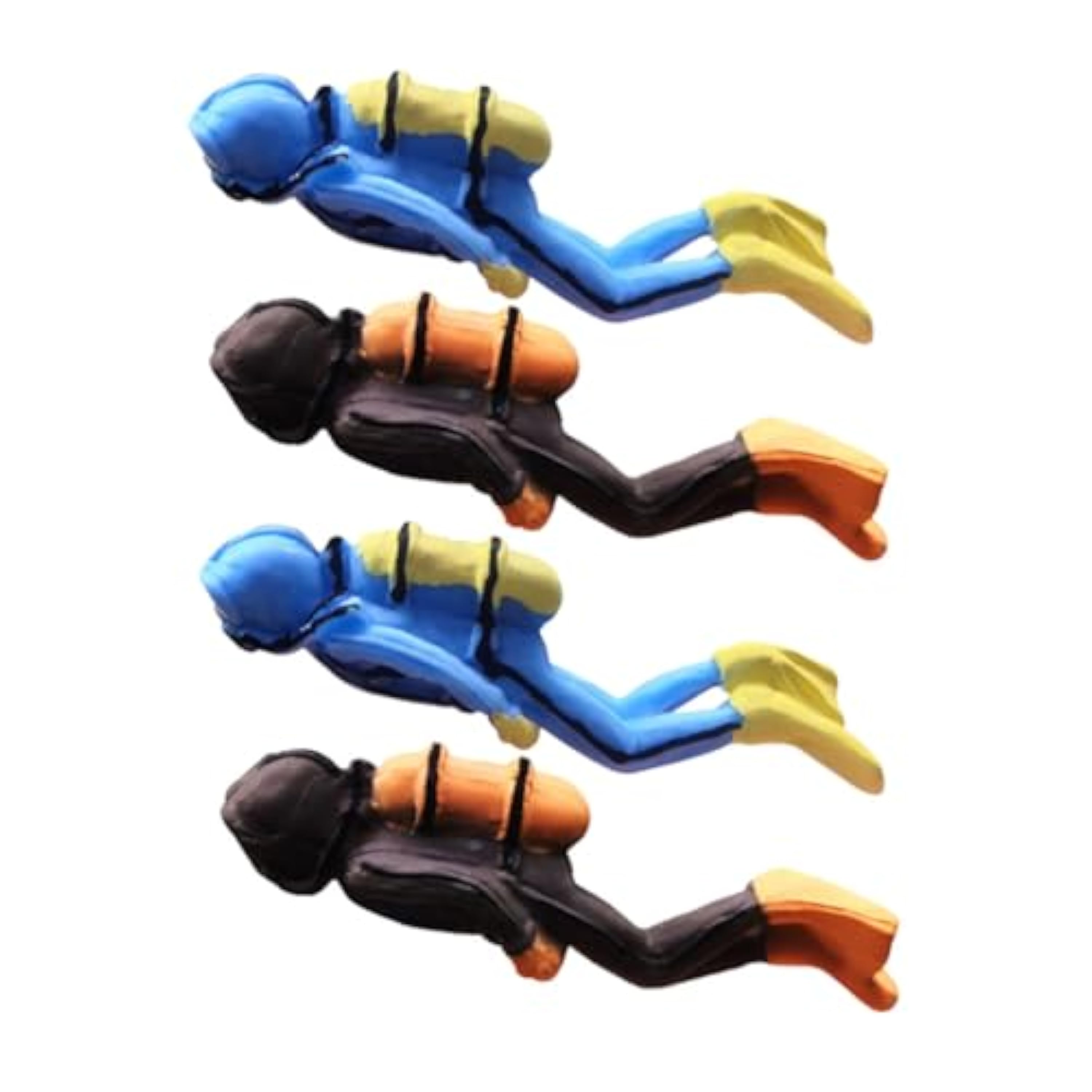 Milisten Juego de 4, Figuras de Buzos en Resina para Decoración de Acuarios, Mini Figuras Decorativas para Paisaje Submarino y Mesa de Modelismo