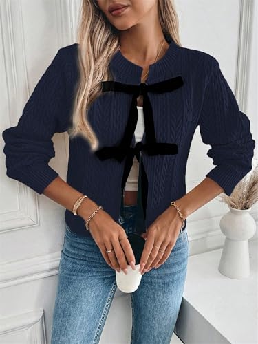 Image of ZAFUL Women's Cropped Cardigans Sweaters Lightweight Crochet V Neck Knit Sweater Button Down Shrug for Dresses