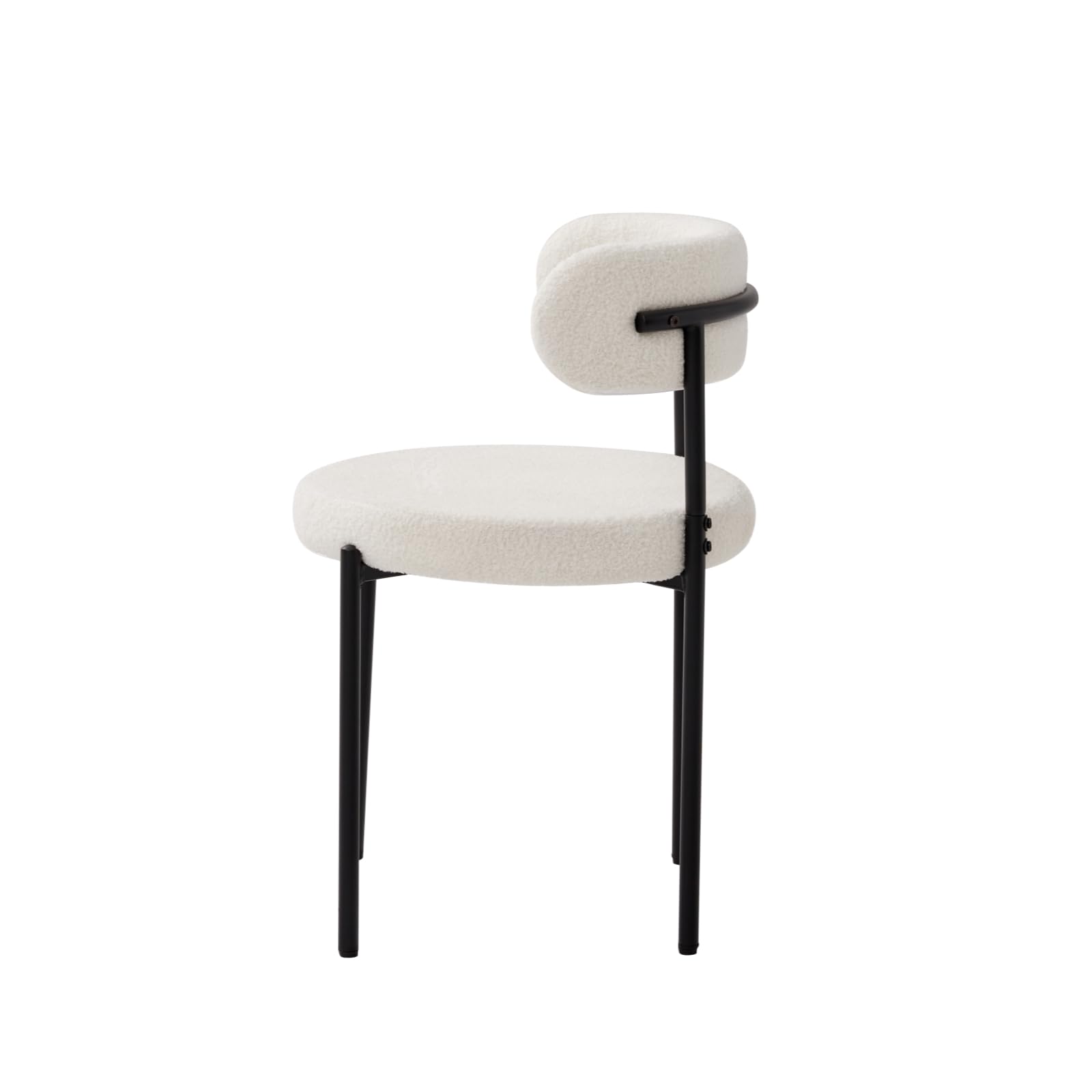 Set di 4 Sedie da Pranzo, Sedia Imbottita in Velluto Teddy, Adatta per Sala da Pranzo, Soggiorno, Camera da Letto, Sala Conferenze - Bianco