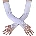Produktbild BABEYOND Damen Satin Classic Opera Fest Party Audrey Hepburn Handschuhe - 1920er Stil, Elastisch, Erwachsene Größe, Ellenbogen bis Handgelenk Länge 52/55cm (Spitze 45cm / Weiß)
