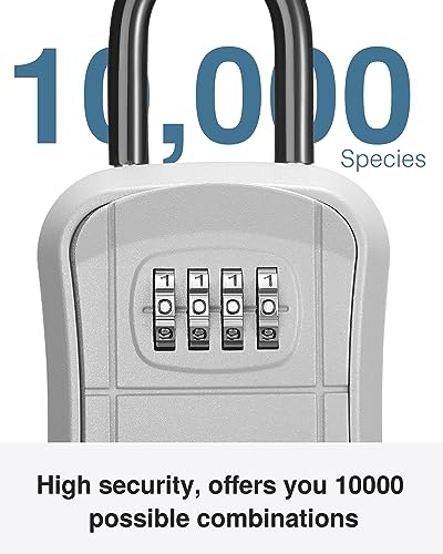 Image of Puroma Portable Combination Lock Box - Wall-Mounted Key Storage for House, Office, Apartment - Resettable Code Safe Security Box (1 Pack, Silver)