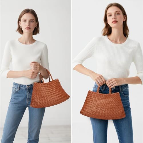 Bolso tejido tote para mujer con cartera, hombro hobo miniatura 2