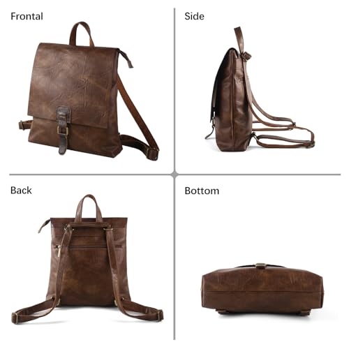 Image of Women's Fashion Backpack Purse Multipurpose Design Convertible Satchel Handbags Shoulder Bag Travel bag (Brown)