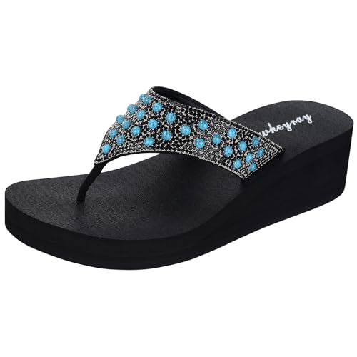 Lowkeyray Women's Rhinestone Flip-Flop Sandals