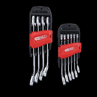 KS Tools 503.5950 DUO GEARplus Ratschenringmaulschlüssel mit Maul-Ratschenfunktion, umschaltbar, 10-tlg Satin-chrom Baumarkt