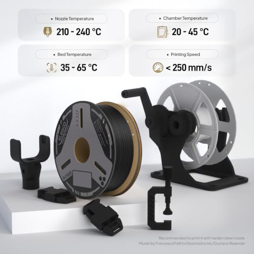 Image of ELEGOO Carbon Fiber PLA Filament 1.75mm Black 1KG, PLA-CF Strong 3D Printer Filament Dimensional Accuracy + /- 0.02mm, 1kg Cardboard Spool(2.2lbs) Fits for Most FDM 3D Printers