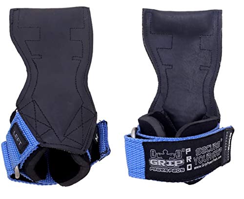 Lifting Grips PRO Weight Gloves Best Heavy Duty Straps Alternative to Power Hooks Deadlifts Adjustable Neoprene Padded Wrist Wrap (BlueStRb, Small 5.0"-6.40" Wrist Size)