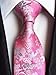 Men's Women Boys Pink White Small Floral Designer Jacquard Silk Ties Formal Novelty Wedding Necktie