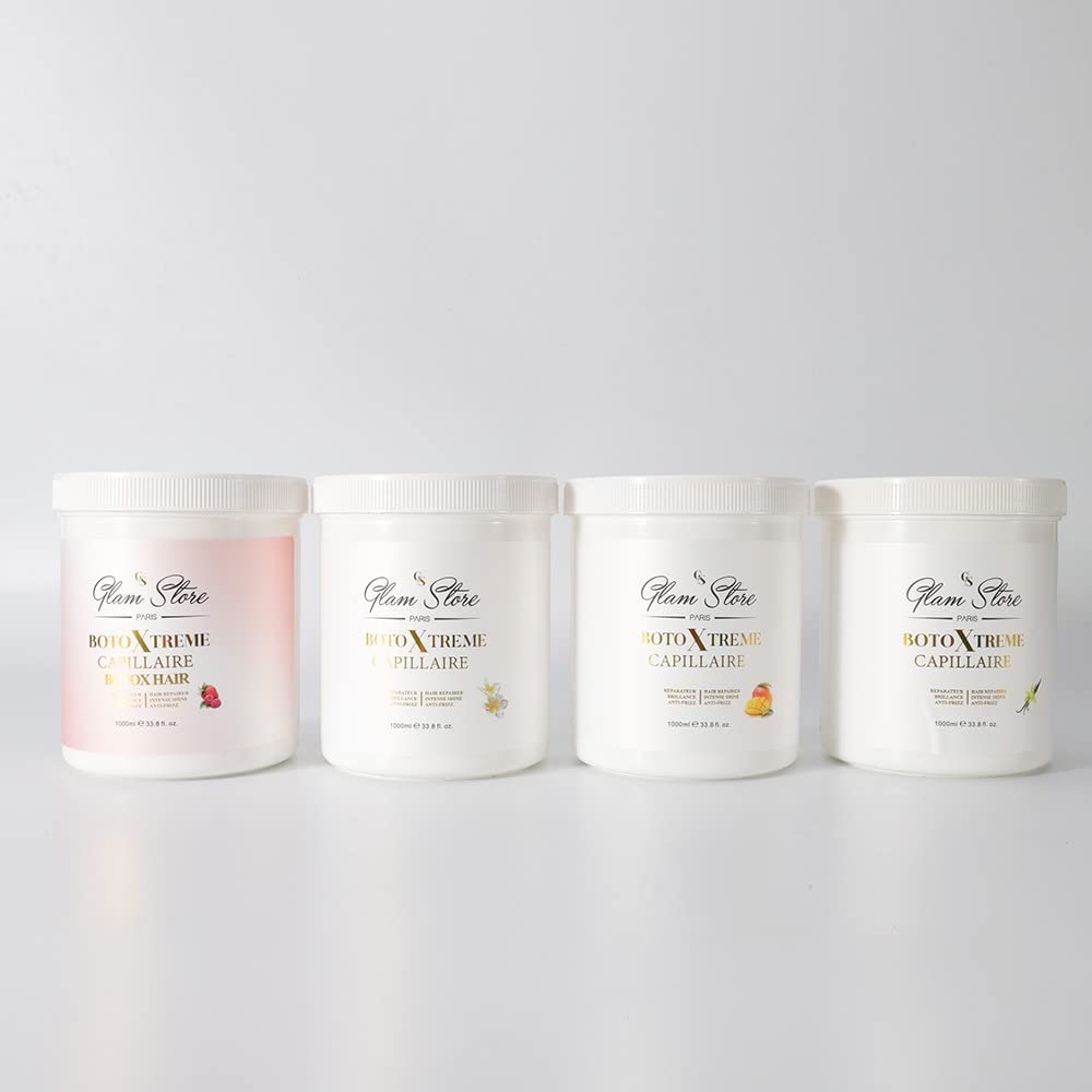 Glam Store botoxtreme masque reconstructeur capillaire - soin ultra concentré - kératine - acide hyaluronique - cheveux très abimés - 1000 mL (vanille)