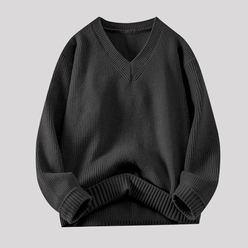 Men Oversized Sweater Dress Casual Loose V Neck Long Sleeve Pullover Sweaters Lightweight Fall Winter Knit Jumper Top2