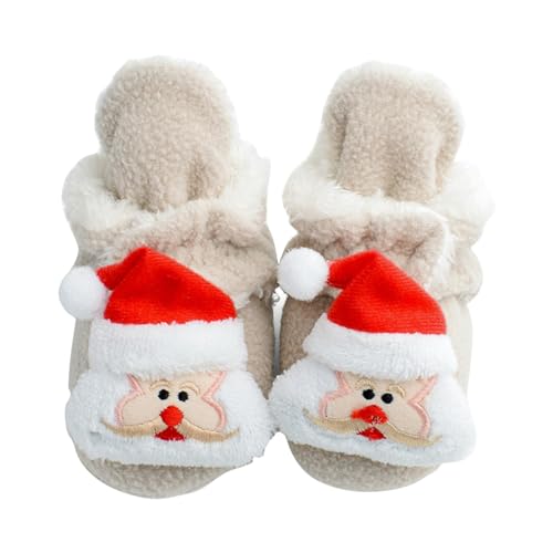 Boots for Girls Size 12 Soft Baby Santa Winter Warm Slippers Snow Boots Crib Shoes (Khaki, 3.5 Infant)