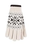 HEAT HOLDERS Women's Judith Fairisle Gloves - Insulated Cold Gear Gloves - Warm, Soft + Comfortable - Winter Accessories - Womenâs Gift | Buttercream/Large/XLarge