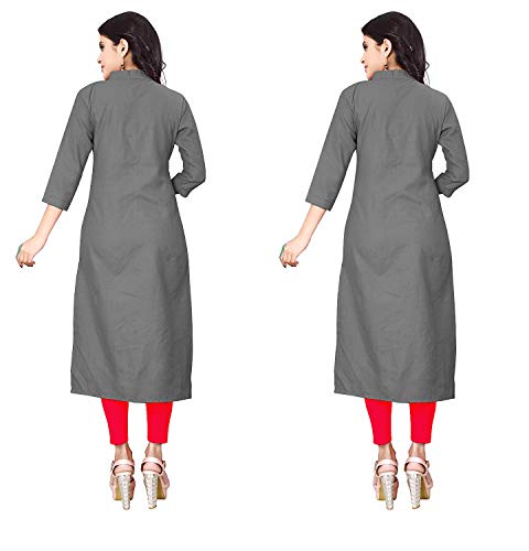Image of NATEK Women's Cotton Straight Plain Kurtis Combo Pack of 2