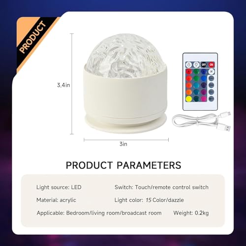 Calming Sensory Lights, Sensory Toys for Kids with Autism, Ocean Light Projector with 15 Color Patterns, Light Projects Water Ripple Effects onto Walls and Ceilings, Autism Toy,for Children and Adults