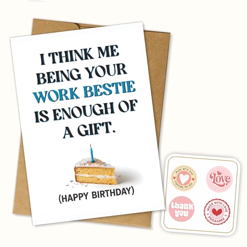 Podagree �ʔ����d�� Bestie �o�[�X�f�[�J�[�h�AI Think Me Being Your Work Bestie Is Enough of a Gift Quote�AOffice Coworker ���[���A�O���[�e�B���O�J�[�h�A8x5.3�C