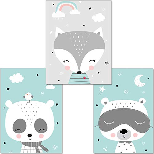 artpin® Poster de chambre d'enfants de l'artiste - Images de chambre de bébé - Images murales A4 pour garçon et fille - Décoration dans le style scandinave Noir/blanc ou multicolore Cover