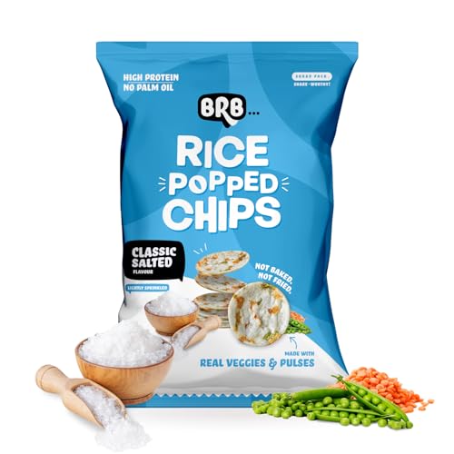 Image of BRB Rice Popped Chips | Classic Salted Flavour | Not Fried. Not Baked | High Protein | 50% Less Oil, No Palm Oil, Healthy Snack | 48g /54g Pack (weight may vary)