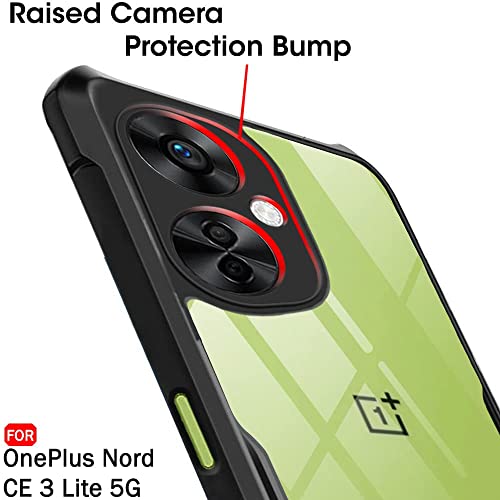 Image of JANAK RAJ Shockproof Bumper - Crystal Clear Transparent Back Case Cover Compatible with OnePlus Nord CE 3 Lite / 1+ CE3 Lite /Oppo K11x 5G | Minimalist PC+TPU 360 Protection Tough Rugged Design - Black