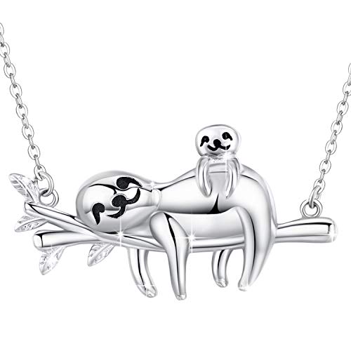 Faultier Geschenke für Frauen Sterling Silber Faultier Halskette niedlich Tier Anhänger für Tochter Geburtstag Geschenk Muttertag Geschenke für Mama