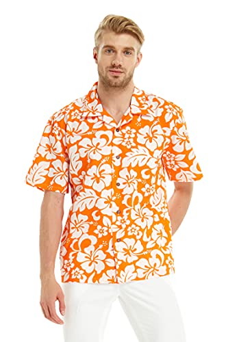 Image of Matchable Couple Hawaiian Luau Men Shirt or Women Tank Dress in Classic Vintage Hibiscus