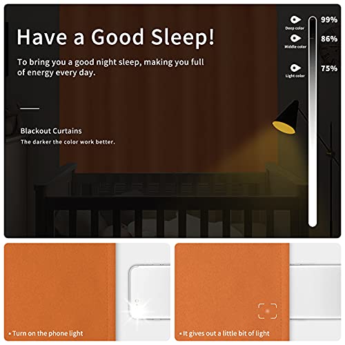 Image of Easy-Going Blackout Curtains for Bedroom, Solid Thermal Insulated Grommet and Noise Reduction Window Drapes, Room Darkening Curtains for Living Room, 2 Panels(42x63 in, Orange)