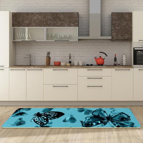 Alfombrillas de cocina para pasillo y cuarto de lavado con diseño de mariposas 3