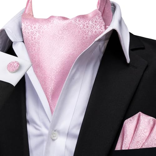 Image of Dubulle Paisley Floral Ascot for Men Self Tie Mens Cravat and Pocket Square Cufflinks Wedding