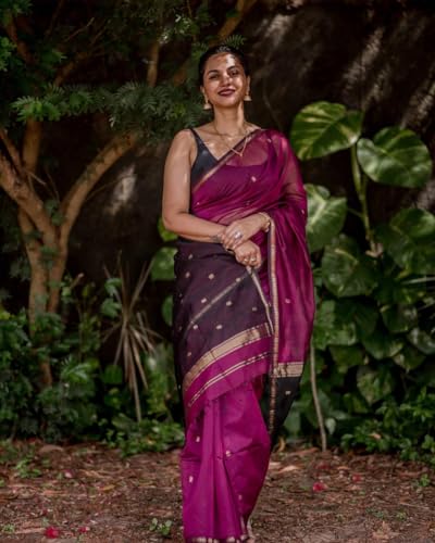 Image of Women's Banarasi Style Pure Kanjivaram Silk Jacquard Kanchipuram Pattu Saree With Un-Stiched Blouse (Maroon)